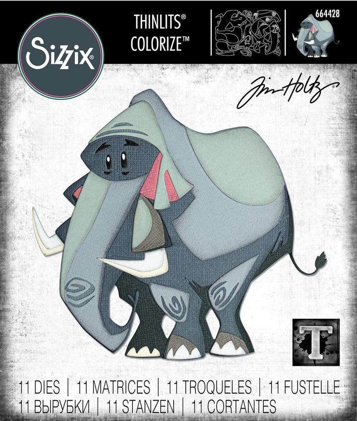 Sizzix Thinlits Stanzschablone Set 11 Stk 664428, Clarence, Colorize von Tim Holtz, Mehrfarben, Einh