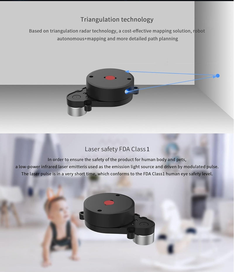 youyeetoo FHL-LD20 8 Meter 360° Lidar-Sensor, bietet Kompatibel mit Raspberry Pi C/ROS1&2 Tutorial,