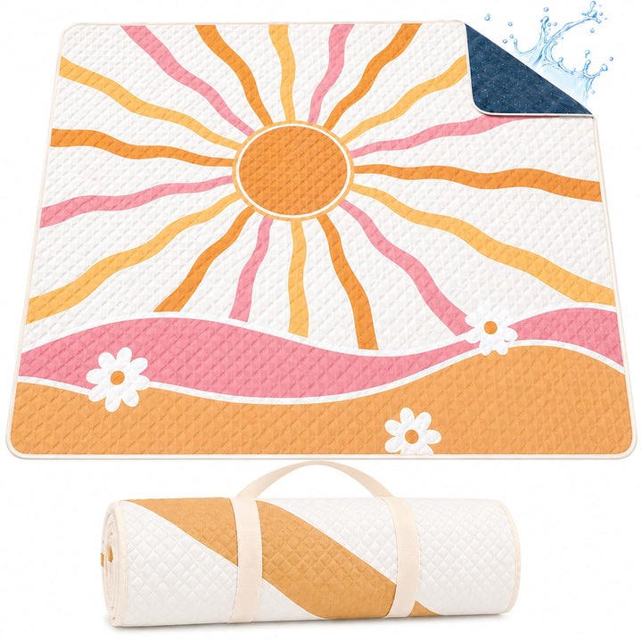 Picknickdecke Wasserdicht 200x200cm – Stranddecke Sandfrei & Waschbar, Extra Gross Outdoor Decke für