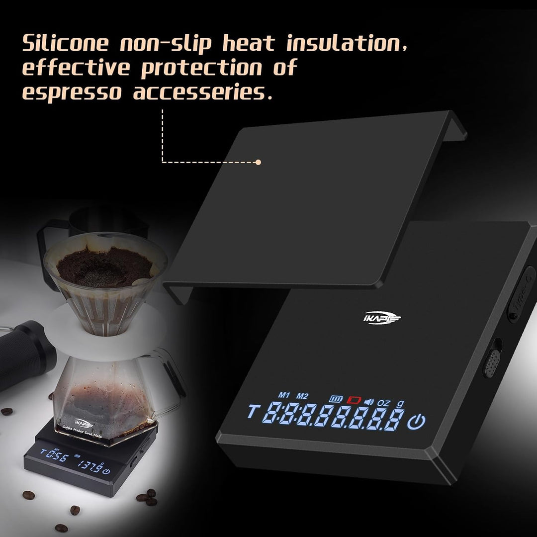 IKAPE Digitale Mini-Kaffeewaage mit Timer – 2 kg / 0,1 g hochpräzise, wiederaufladbare Waage für D