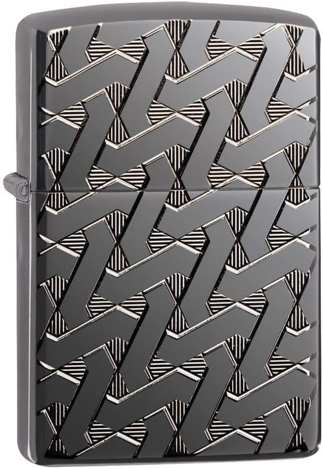 Zippo 49173 – Geometric Weave Design - Armor Black Ice - Sturmfeuerzeug, nachfüllbar, in hochwertige