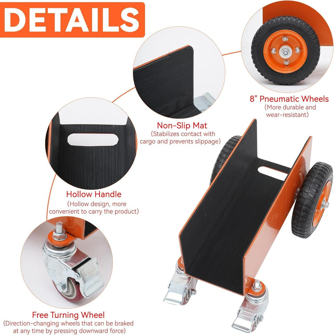 Plattenwagen 544 KG Tragfähigkeit, Plattenklemmwagen mit Universalrädern, Plattenroller für Marmor,
