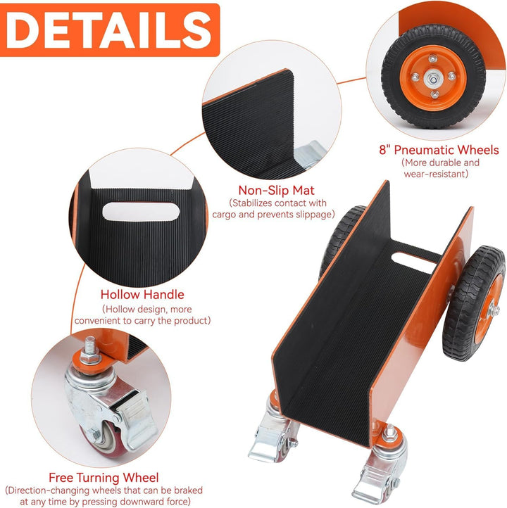Plattenwagen 544 KG Tragfähigkeit, Plattenklemmwagen mit Universalrädern, Plattenroller für Marmor,