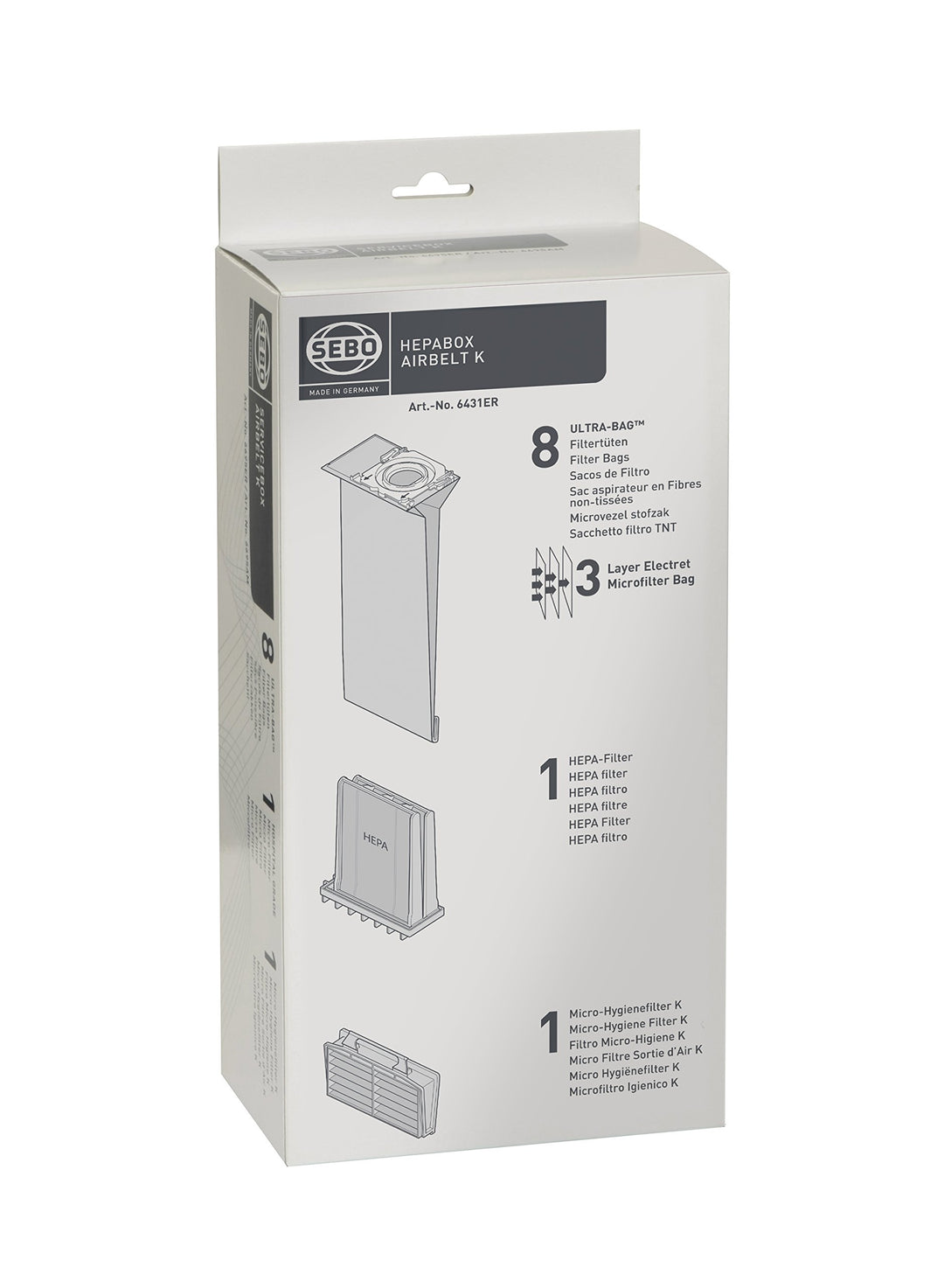 Sebo airbelt K HEPA-Box für K-Geräte, Vliesmaterial Single, Single