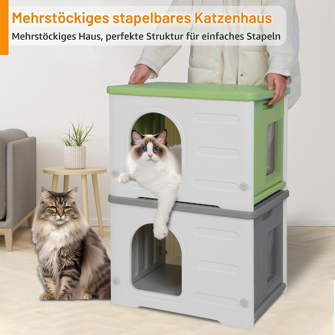 Katzenhäuser mit isolierter Auskleidung für Indoor-Katzen Kunststoff verwildert Outdoor-Katzenhaus W