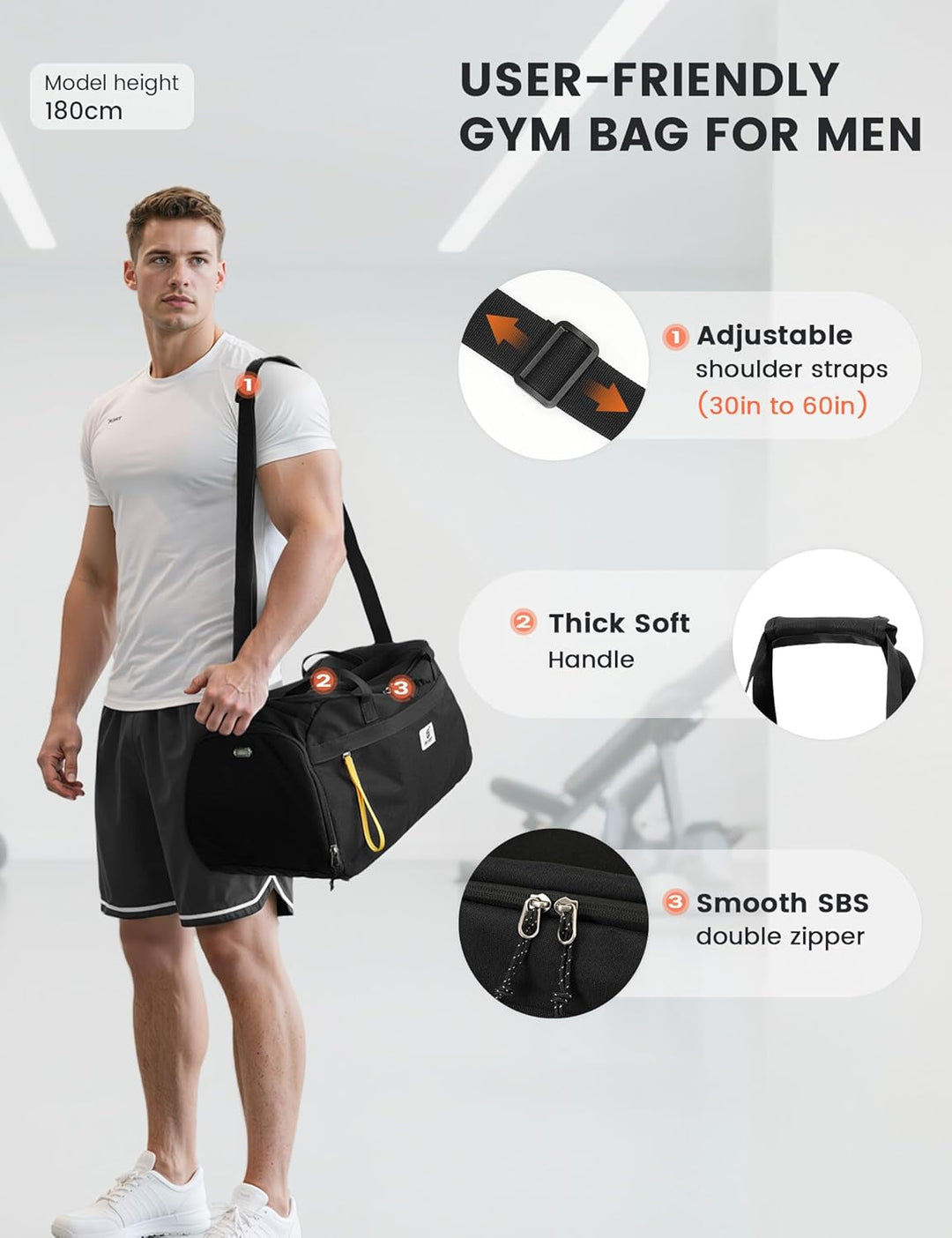 SKYSPER 35L Sporttasche & Reisetasche für Damen Und Herren - mit Schuhfach & Nassfach, Gym Bag & Tra