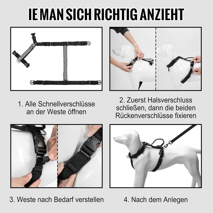 Arblina Hundegeschirr, Ausbruchsicheres Antizuggeschirr für Kleine, Mittlere und Grosse Hunde, Hunde