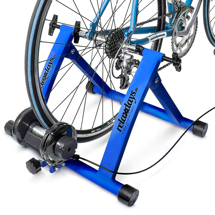 Relaxdays Fahrrad Rollentrainer inkl. Schaltung mit 6 Gänge für 26-28", bis zu 120 Kg belastbar, Hei