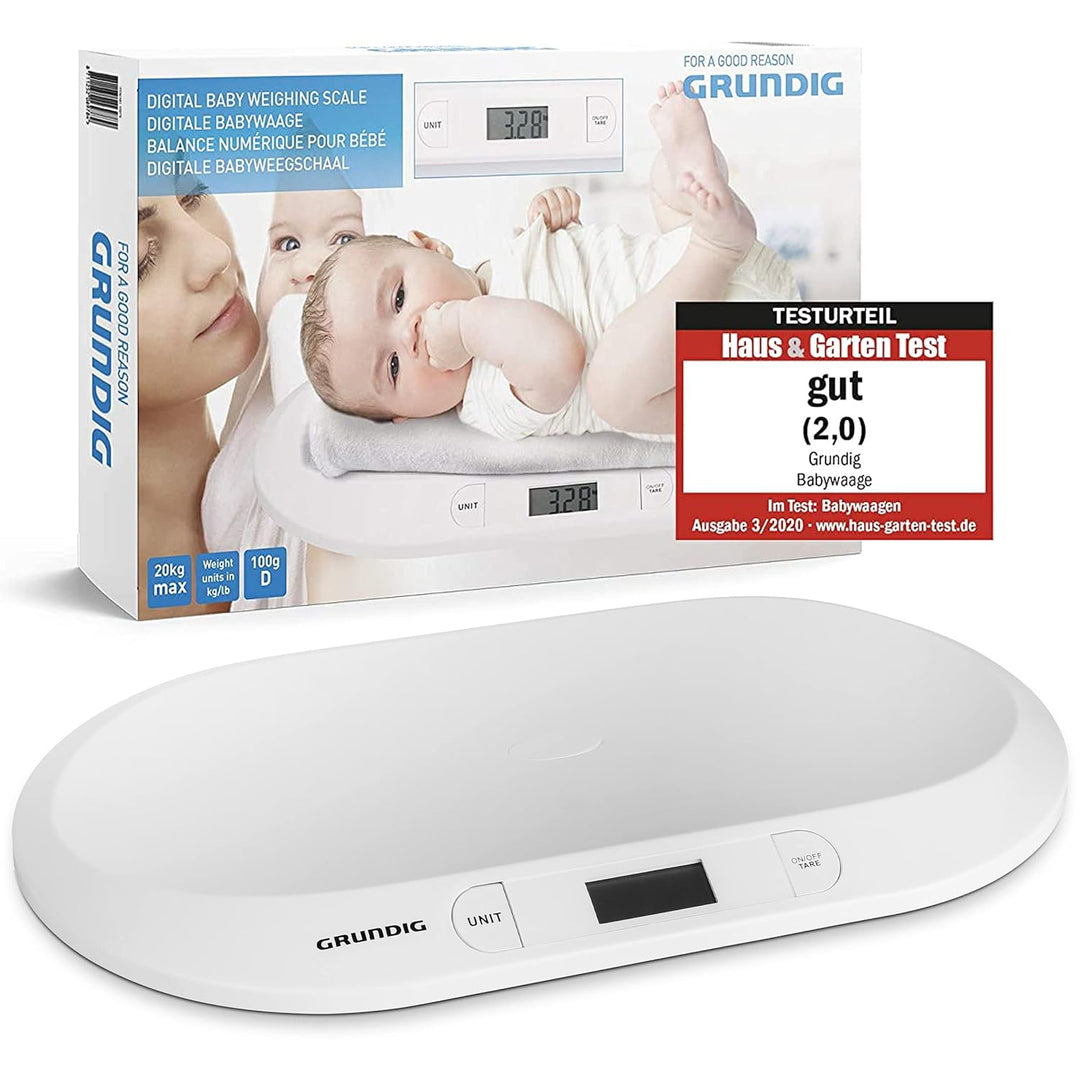 GRUNDIG Babywaage | Digitale Kinderwaage bis 20Kg | digitale LED Anzeige | Gewichtskontrolle ab Gebu