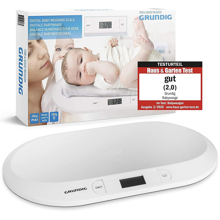 GRUNDIG Babywaage | Digitale Kinderwaage bis 20Kg | digitale LED Anzeige | Gewichtskontrolle ab Gebu