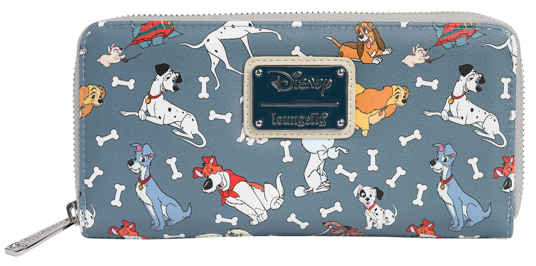 Loungefly Disney Dogs Geldbörse mit Reissverschluss und Clutch, Kunstleder, grau, Einheitsgrösse,, G