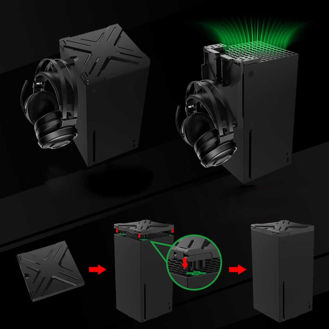Staubfilterabdeckung für Series X, 2-in-1-Halterung für Kopfhörer und VR-Halterung, Gaming-Zubehör f