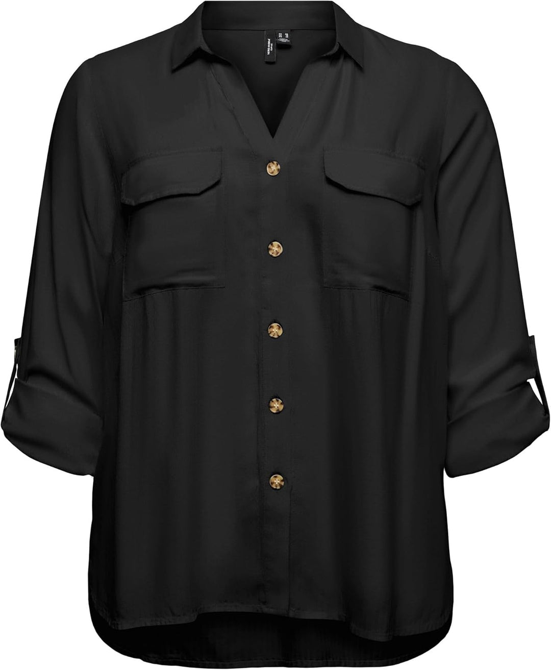 VERO MODA CURVE Damen Vmbumpy L/S Shirt New Curve Noos Bluse, Schwarz