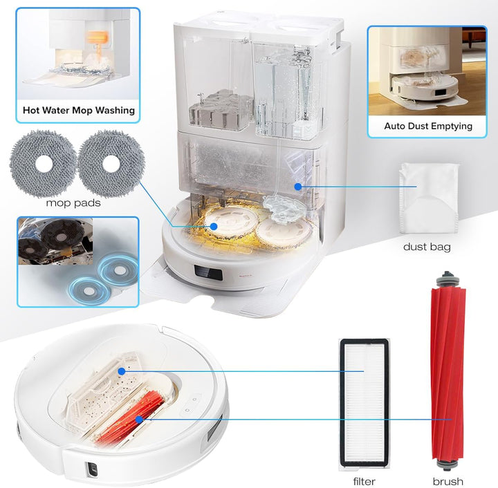 HomeTimes Ersatzteile für Roborock Qrevo Pro für Q revo Maxv Saugroboter Zubehör mit 1 Gummibürsten
