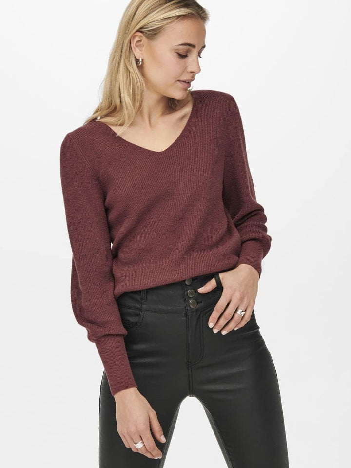 ONLY Female Strickpullover ONLATIA Strickpullover S Mineral Red/Detail:w. Melange, S Mineral Red/Det
