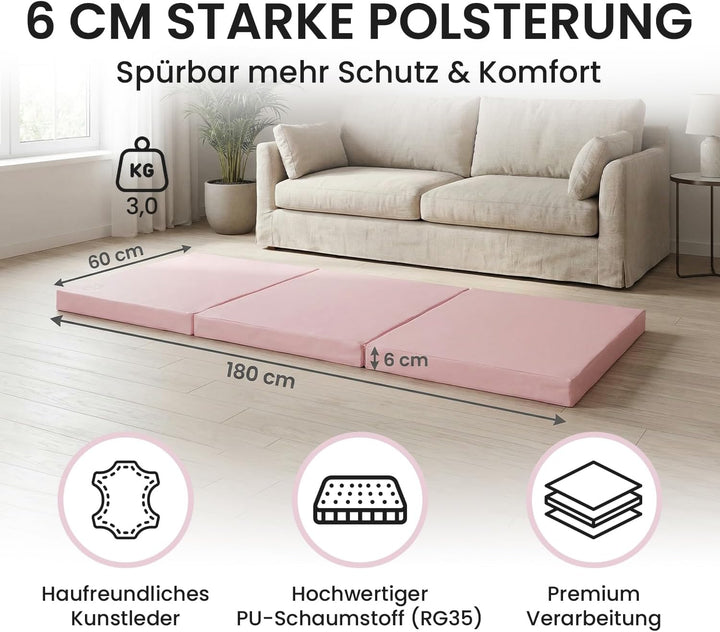 Jeflex - klappbare Weichbodenmatte & Turnmatte 180 x 60 x 6 cm MADE IN GERMANY/Gymnastikmatte tragba
