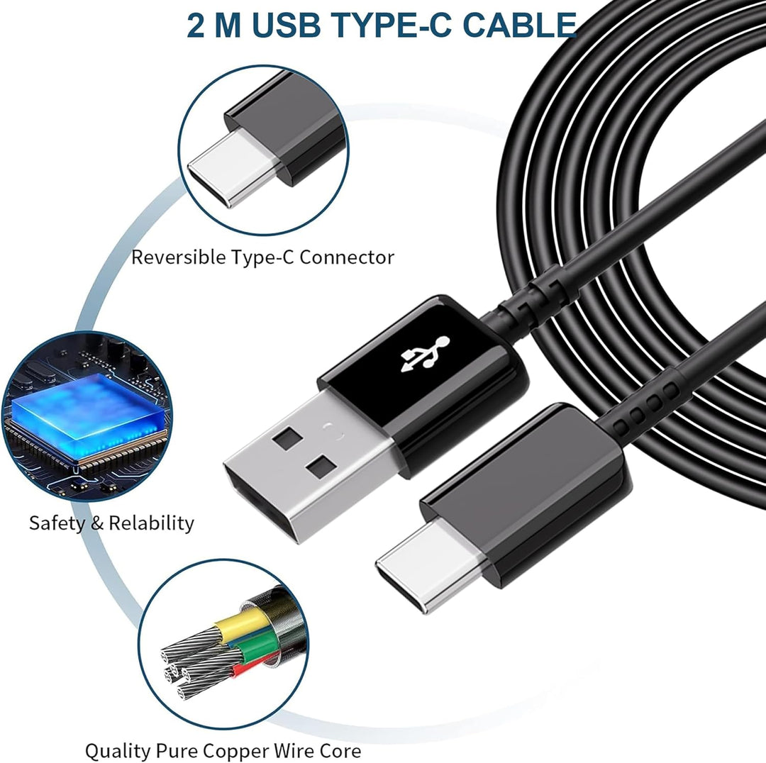 2er-Pack USB Ladegerät mit 2m Ladekabel USB Typ-C für Samsung Galaxy A13 A14 A15 A23 A25 A33 A34 A35