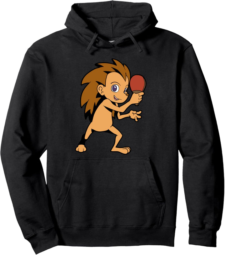 Cartoon Igel spielt Tischtennis Pullover Hoodie