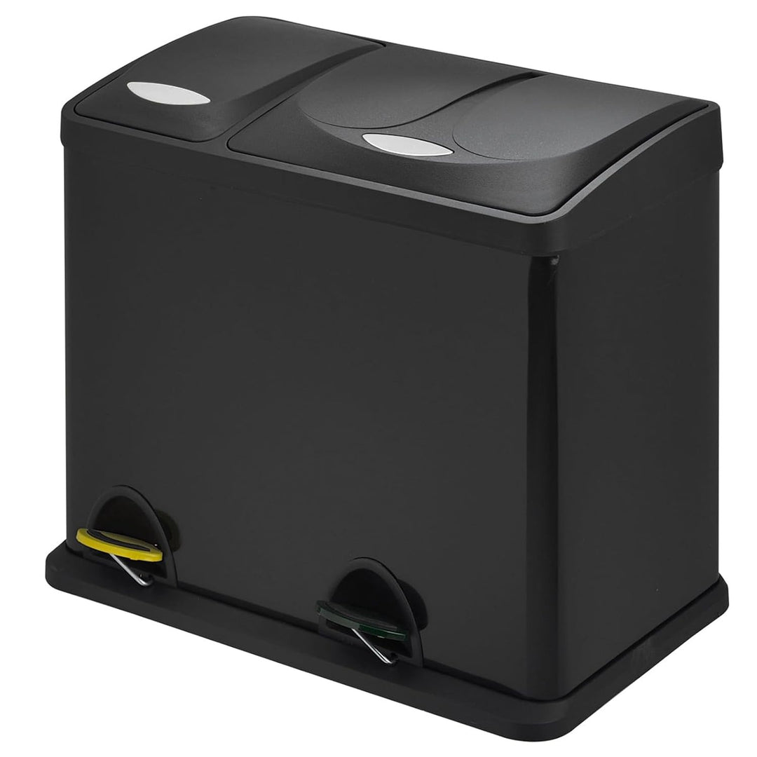 SVITA TC2Combo26 Küchen-Eimer 26Liter Schwarz 8L+18L kombiniert doppelt Abfalleimer 2er-Mülleimer Mü