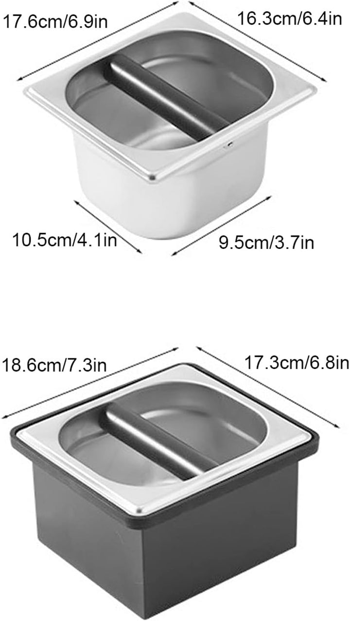 Abklopfbehälter, Edelstahl Espresso Klopfbox Kaffee Abschlagbehälter mit Abnehmbarer Gummi Ausklopfs
