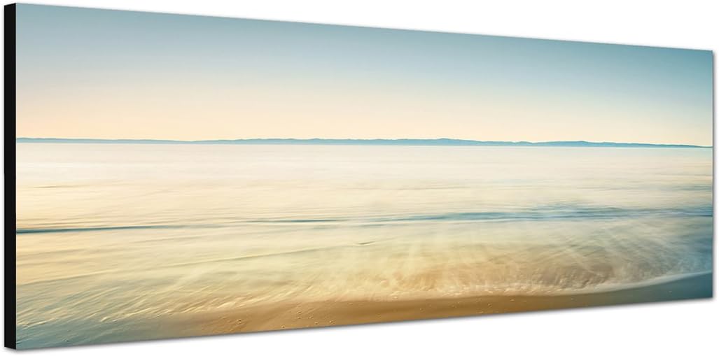 Paul Sinus Art Panoramabild auf Leinwand und Keilrahmen 150x50cm Meer Strand Vintage