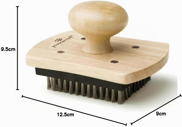 Pizzasteinbürste, 10,2 x 12,7 cm, Hartholzgriff, Pizzastein-Schrubber mit Edelstahlborsten (A), A