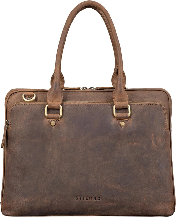 STILORD 'Joanna' Laptoptasche Damen elegant Leder Businesstasche Ledertasche Frauen Henkeltasche für