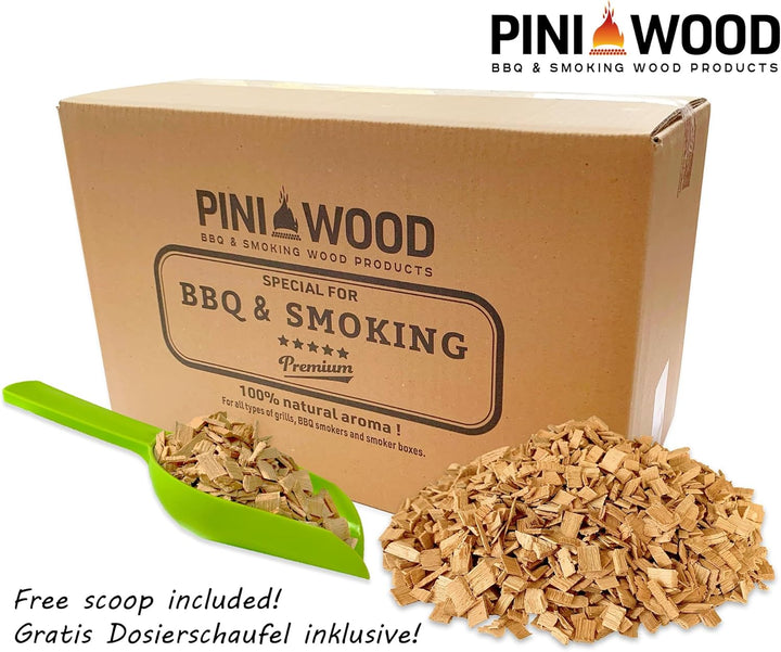 PINI 5 Kg Räucherchips Buche und Erle gemischt 6-12 mm Smoking Chips Räucherspäne 18 Liter