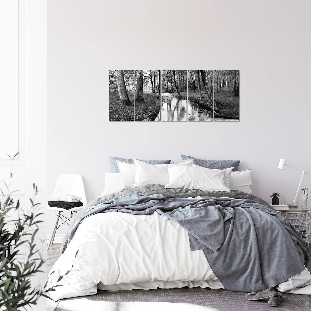 Runa Art Bild Wald Landschaft Wandbilder auf Vlies Leinwand 5 Teilig Wanddekoration Schlafzimmer Woh