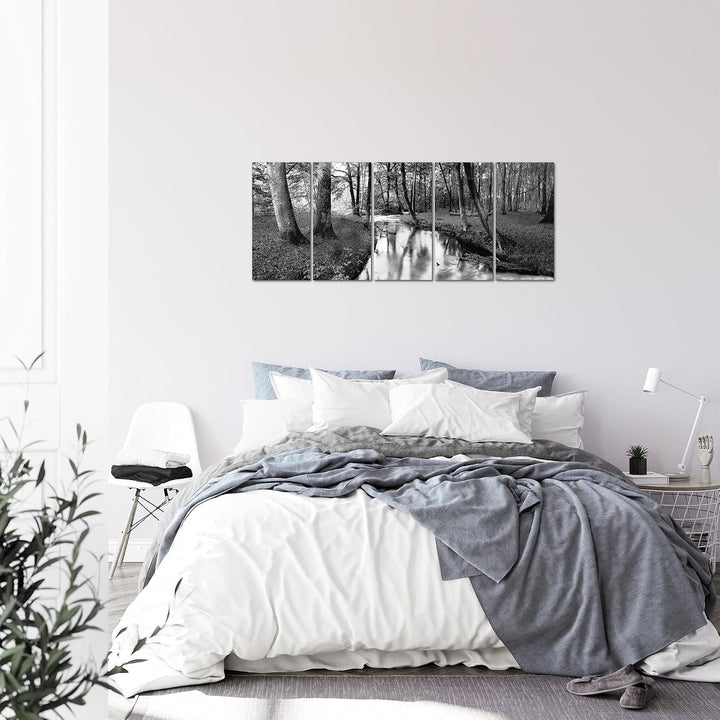 Runa Art Bild Wald Landschaft Wandbilder auf Vlies Leinwand 5 Teilig Wanddekoration Schlafzimmer Woh