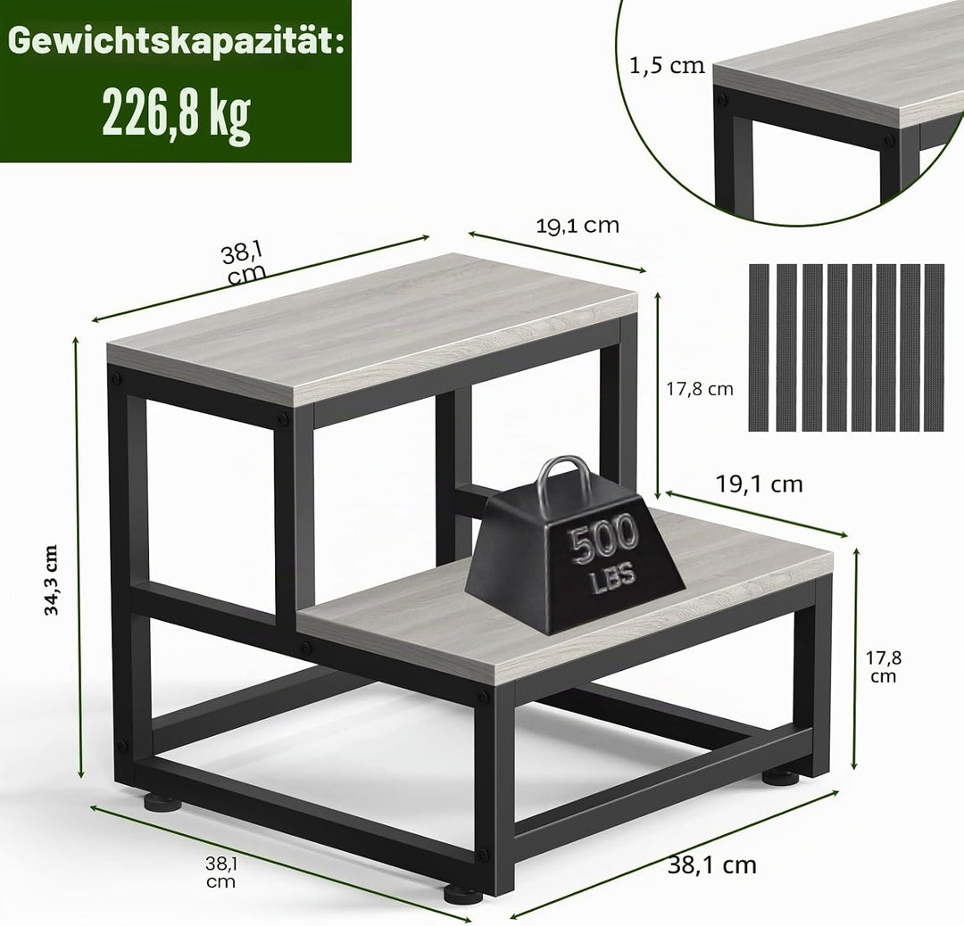 LIANTRAL 2-stufige Tritthocker für Erwachsene & Kinder, Schwere Holz-Tritthocker mit 220 kg Tragkraf