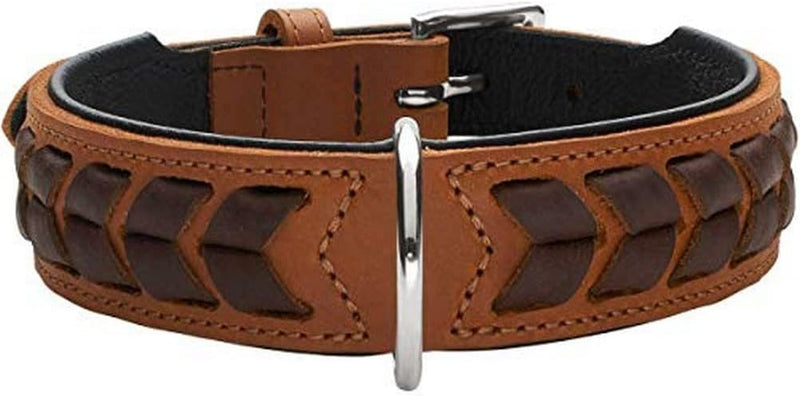 HUNTER EL PASO Hundehalsband, Leder, geschmeidig, geflochten, 60 (M-L), cognac/schwarz 60 (M-L) cogn