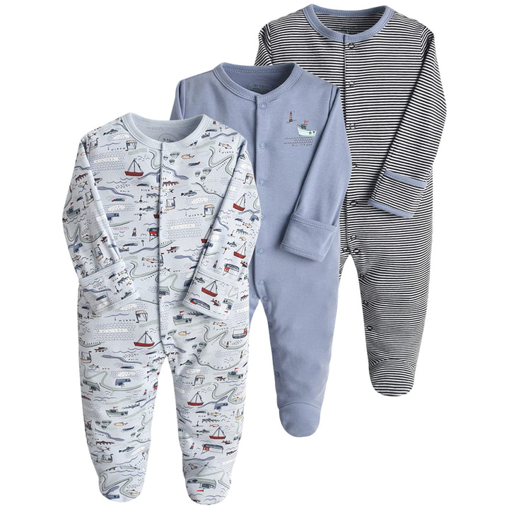 Baby Mädchen Schlafstrampler 3er Pack Jungen Pyjamas Baumwolle Overalls Strampler für 0-12 Monate, B