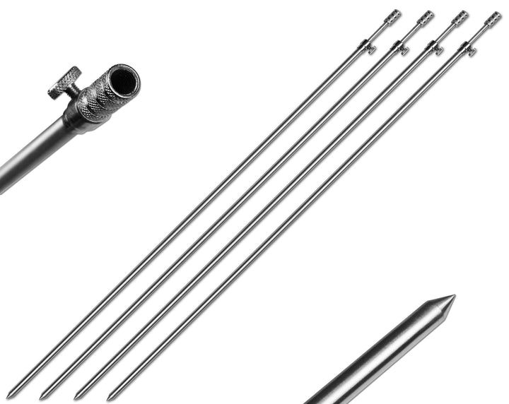 1-4 Stück Rutenhalter Bankstick Alu 45-120cm 9.5/6mm Chrome 4 Stück / 60 - 100cm, 4 Stück / 60 - 100