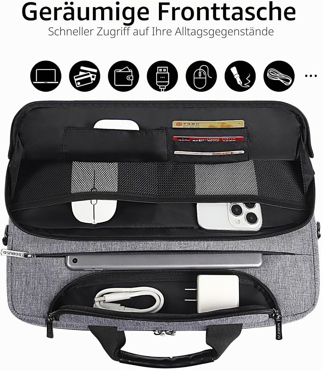 DOMISO 17 Zoll Wasserdicht Laptop Tasche Aktentasche Schultertasche Notebooktasche Business für 17-1