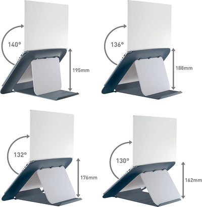 Leitz Höhenverstellbarer Laptopständer, Kompakte Laptop-Erhöhung mit 4 Höhen für 13“-15“ Notebooks,