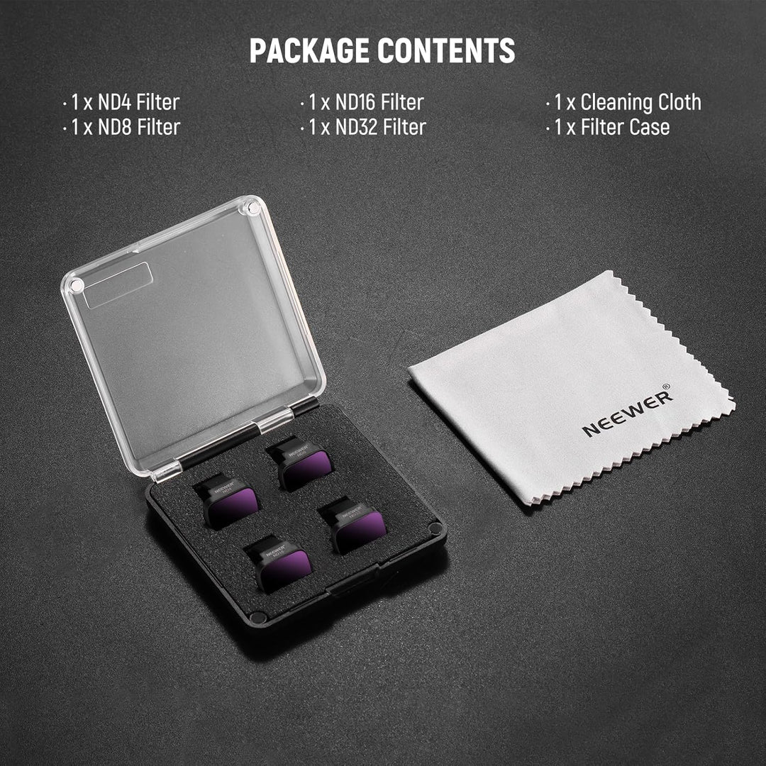 NEEWER ND Filter Set Kompatibel mit DJI Mini 4K/2 SE/SE/2/Mavic Mini (4 STK.) ND4 + ND8 + ND16 + ND3