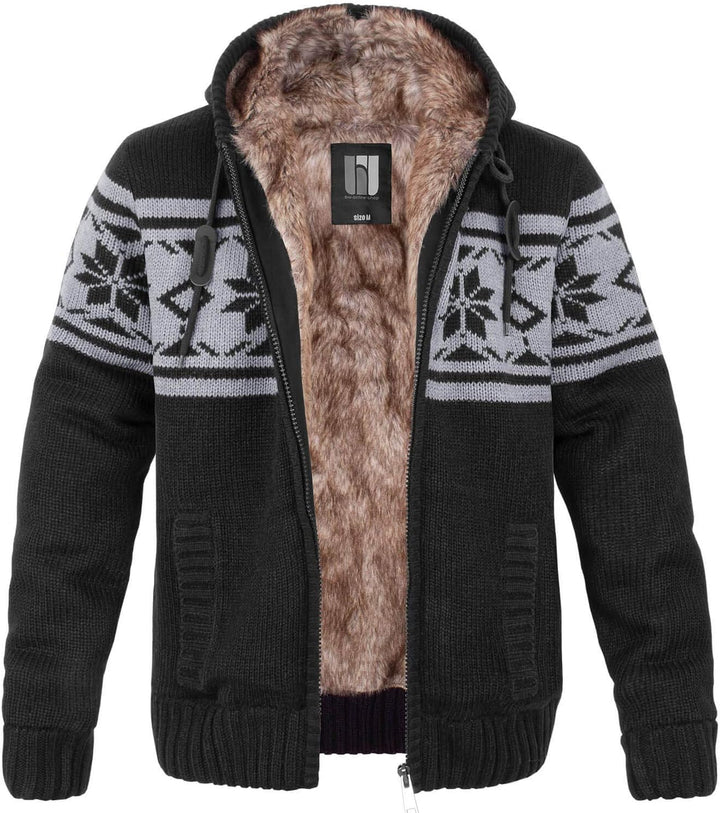 bw-online-shop Norweger Strickjacke Taylor mit Fell 3XL Schwarz, 3XL Schwarz