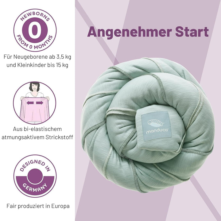 manduca Sling – elastisches Babytragetuch für Neugeborene ab 3,5 kg und Babys bis 15 kg – stabiles T