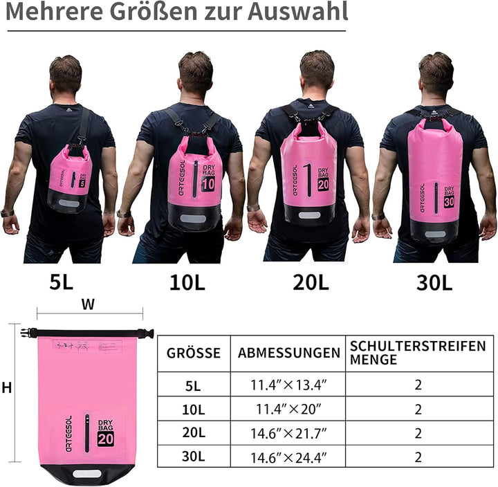 Dry Bag - 5L 10L 20L 30L Waterproof trockener Beutel/Sack wasserdichte Tasche mit Langem justierbare