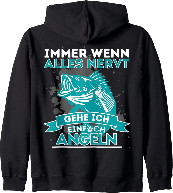 Lustiges Angel Angeln Fischen Fischer Angler Spruch Kapuzenjacke
