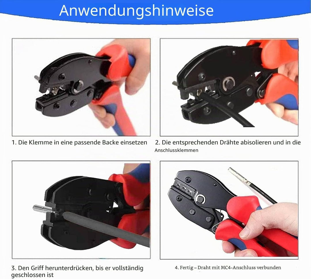 QeeHeng Solarpanel-Crimpzange, Crimper für 2,5/4/6 mm Solarpanel-PV-Kabel LW75, LW75