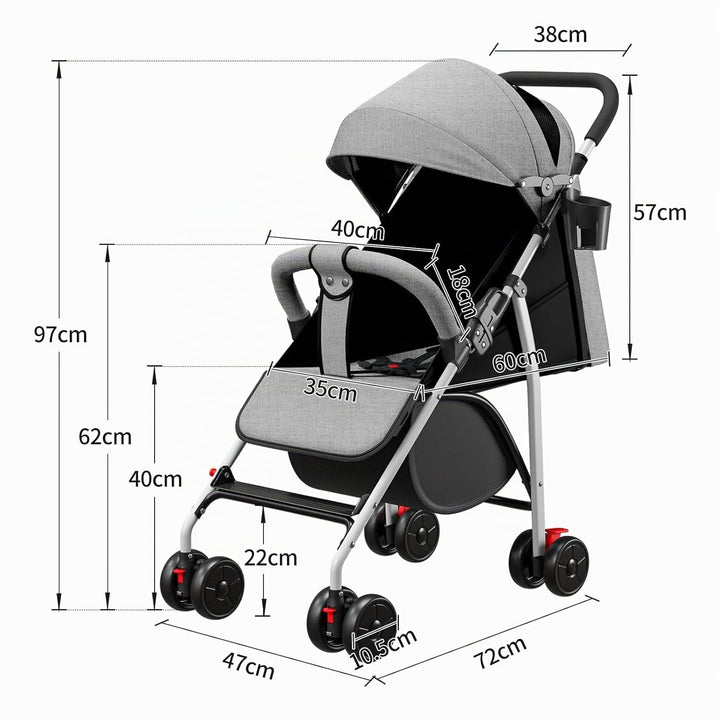 Kinderwagen, kompakt, 0 bis 4 Jahre (max. 30 kg), leicht (4,8 kg), Baby-Kinderwagen, klappbar und ne