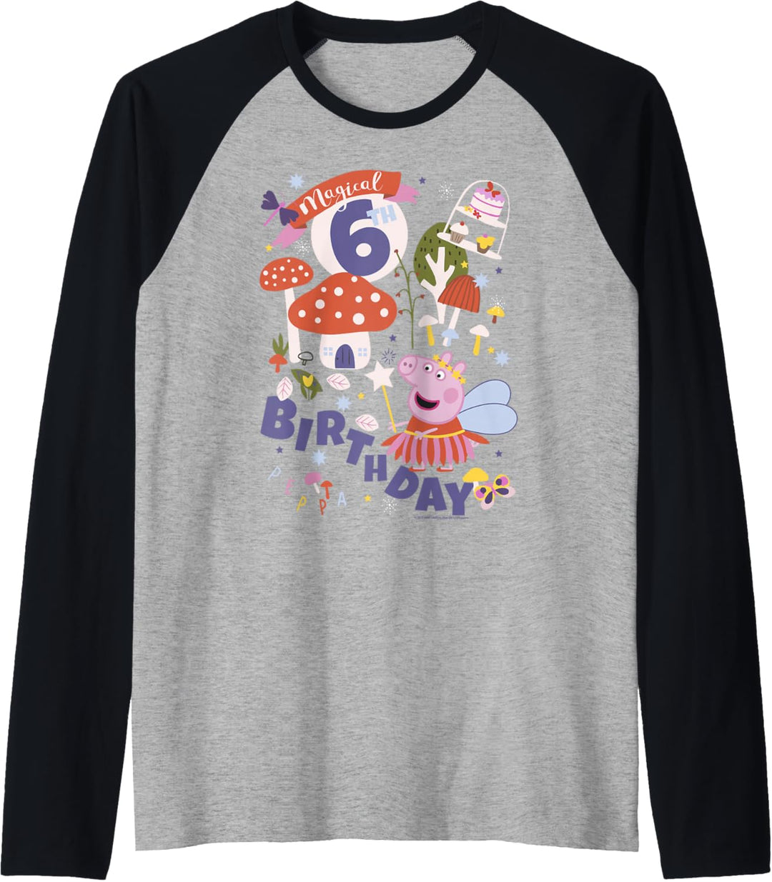 Peppa Pig Magical 6th Alles Gute zum Geburtstag Raglan