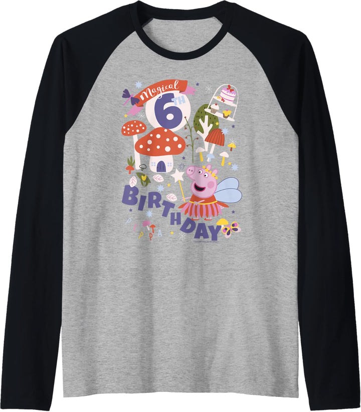 Peppa Pig Magical 6th Alles Gute zum Geburtstag Raglan