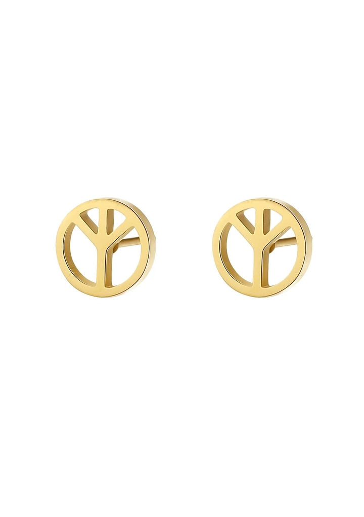 Happiness Boutique Damen Friedenzeichen Ohrstecker | Kleine runde Ohrringe mit Friedenssymbol Peace-