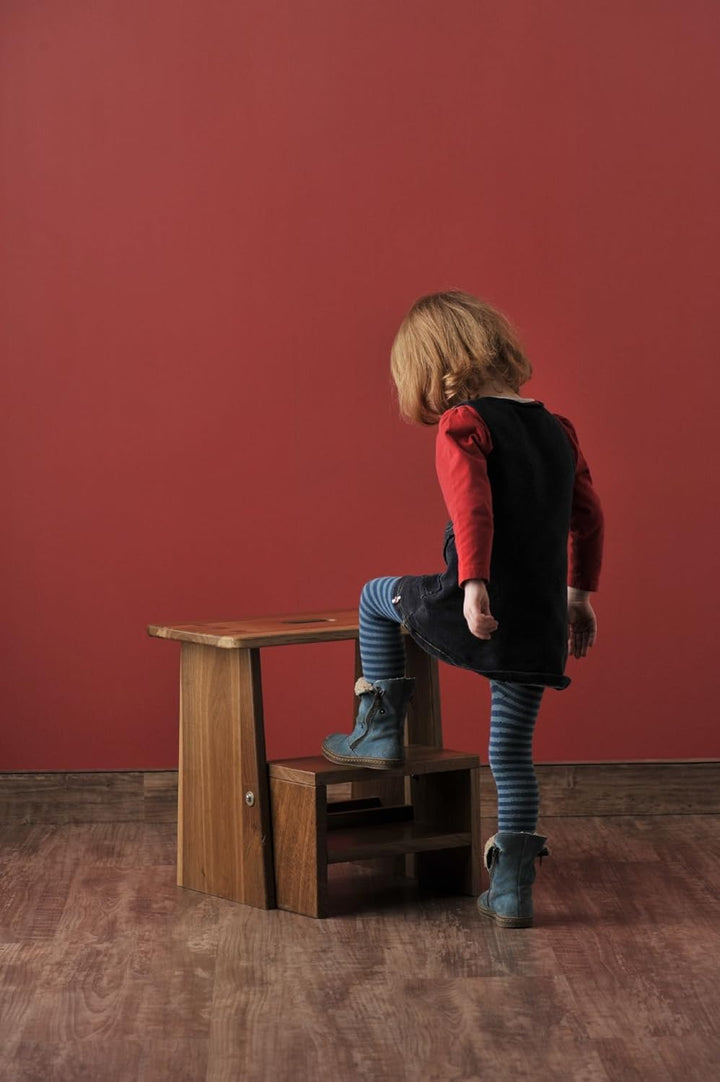 Tritthocker, Sitzhocker Holz, stabil in Eiche Natur Massivholz, für Kinder und die ganze Familie, Ei