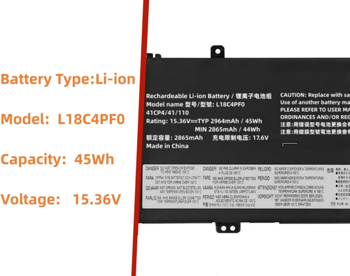 PUGASR L18C4PF0 L18M4PF0 Laptop Akku Kompatibel mit Lenovo ThinkBook 13S-IML 14S-IML 13S-IWL 14S-IWL