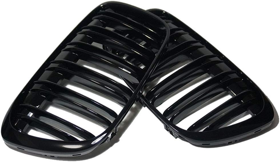 HZTWFC Ein Paar glänzender schwarzer Dual-Schiefergrilles Frontstossstange Nierenkühler für BMW x1 F