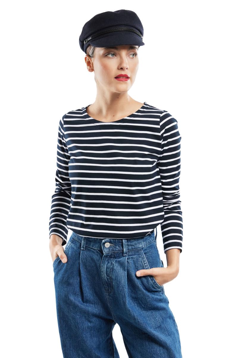 Armor Lux Damen Marinière Plozévet Femme Langarmshirt L Mehrfarbig (Rich Navy/Blanc Bi8), L Mehrfarb